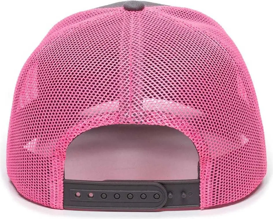 OC Sports OC771 Adjustable Mesh Back Cap - Charcoal Neon Pink - Dark Gray Pink / 6 7/8’’ - 7 1/2’’