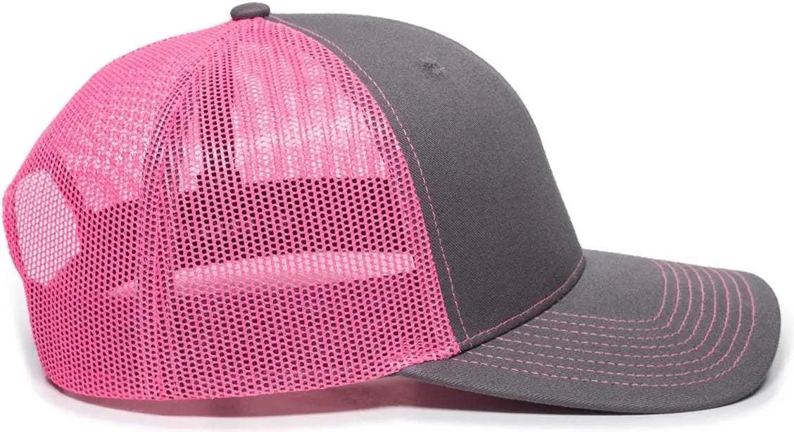 OC Sports OC771 Adjustable Mesh Back Cap - Charcoal Neon Pink - Dark Gray Pink / 6 7/8’’ - 7 1/2’’