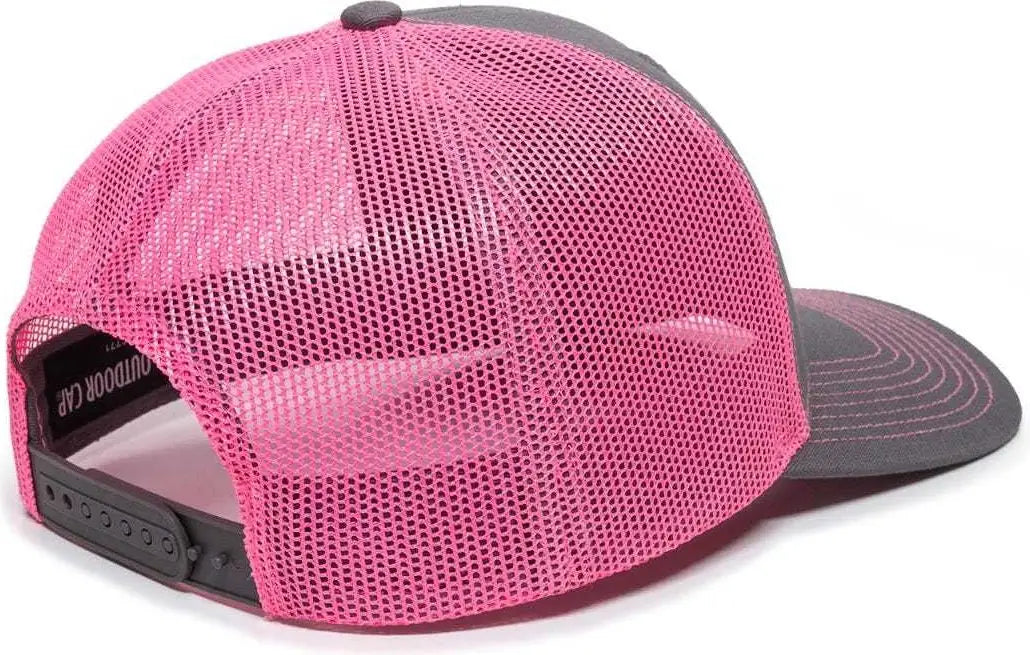 OC Sports OC771 Adjustable Mesh Back Cap - Charcoal Neon Pink - Dark Gray Pink / 6 7/8’’ - 7 1/2’’