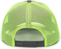 OC Sports OC771 Adjustable Mesh Back Cap - Charcoal Neon Yellow - Dark Gray Lime / 6 7/8’’ - 7 1/2’’