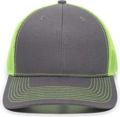 OC Sports OC771 Adjustable Mesh Back Cap - Charcoal Neon Yellow - Dark Gray Lime / 6 7/8’’ - 7 1/2’’