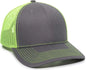 OC Sports OC771 Adjustable Mesh Back Cap - Charcoal Neon Yellow - Dark Gray Lime / 6 7/8’’ - 7 1/2’’