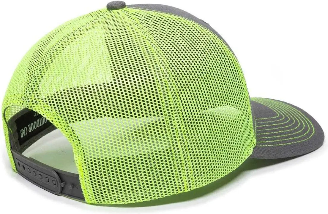 OC Sports OC771 Adjustable Mesh Back Cap - Charcoal Neon Yellow - Dark Gray Lime / 6 7/8’’ - 7 1/2’’