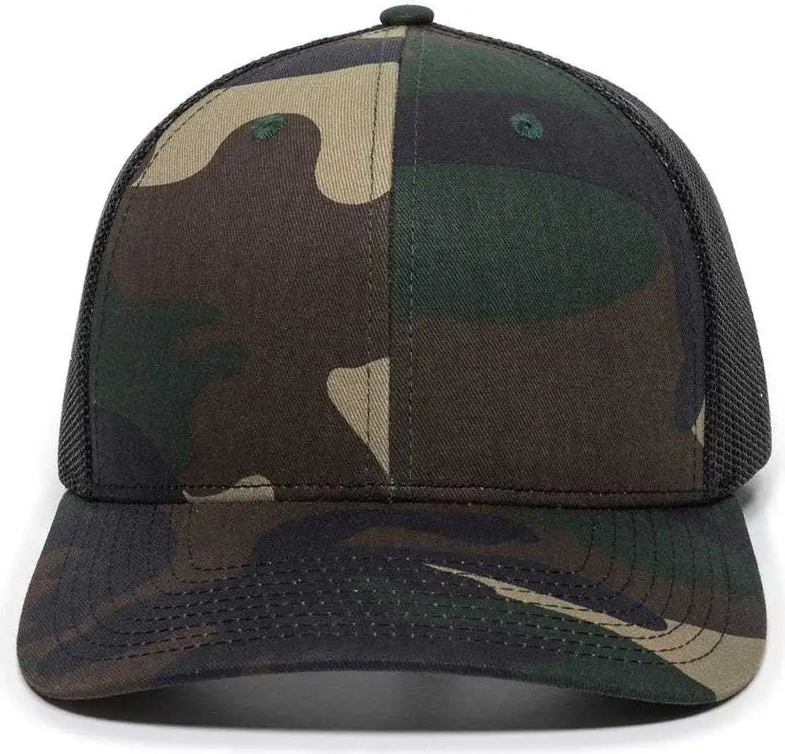 OC Sports OC771 Adjustable Mesh Back Cap - Generic Camo Black - Green Black / 6 7/8’’ - 7 1/2’’