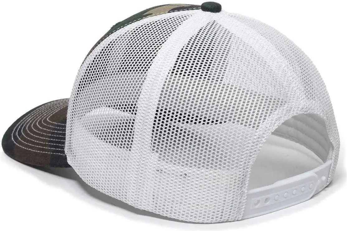 OC Sports OC771 Adjustable Mesh Back Cap - Generic Camo White - Green White / 6 7/8’’ - 7 1/2’’