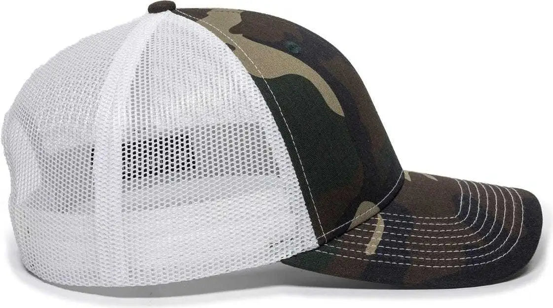 OC Sports OC771 Adjustable Mesh Back Cap - Generic Camo White - Green White / 6 7/8’’ - 7 1/2’’