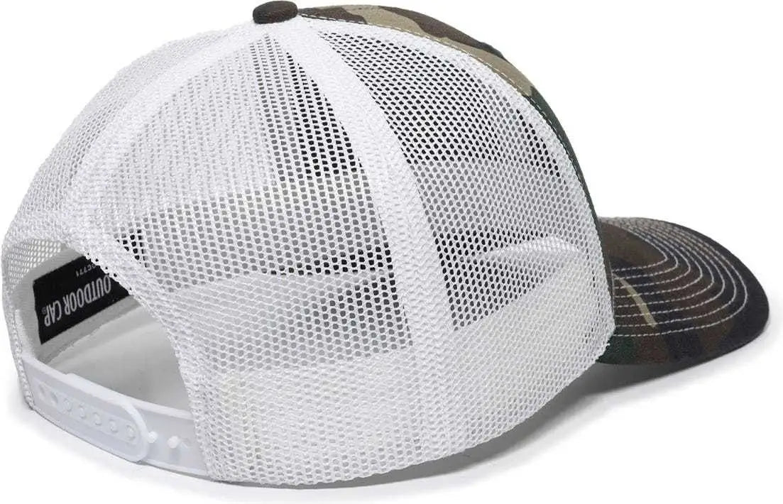 OC Sports OC771 Adjustable Mesh Back Cap - Generic Camo White - Green White / 6 7/8’’ - 7 1/2’’