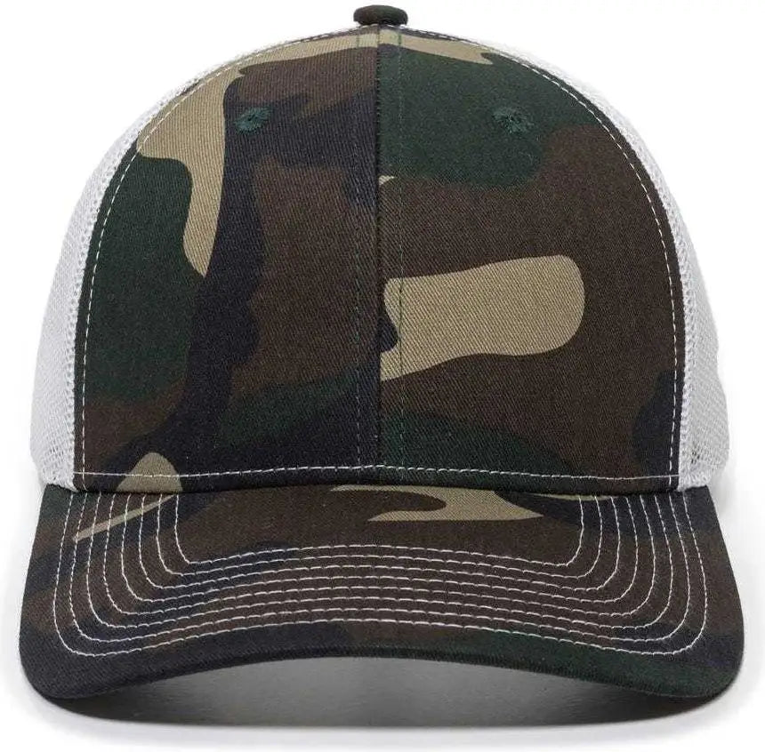 OC Sports OC771 Adjustable Mesh Back Cap - Generic Camo White - Green White / 6 7/8’’ - 7 1/2’’