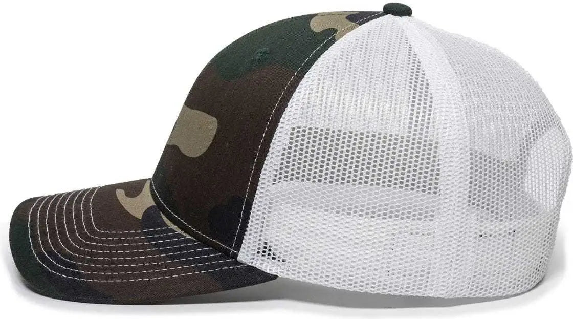 OC Sports OC771 Adjustable Mesh Back Cap - Generic Camo White - Green White / 6 7/8’’ - 7 1/2’’