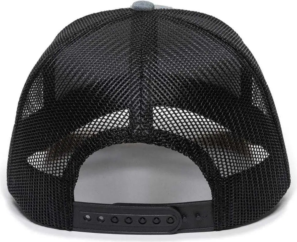 OC Sports OC771 Adjustable Mesh Back Cap - Heathered Gray Black Old Gold - Gray Black / 6 7/8’’ - 7 1/2’’
