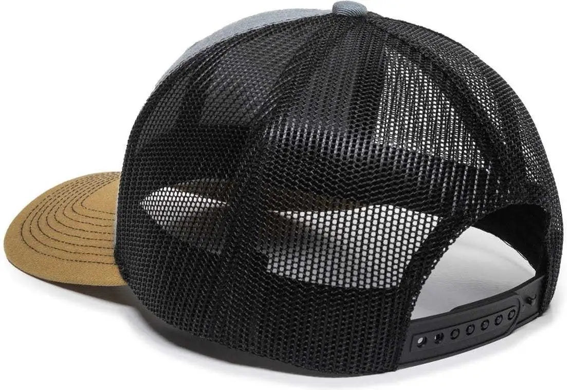 OC Sports OC771 Adjustable Mesh Back Cap - Heathered Gray Black Old Gold - Gray Black / 6 7/8’’ - 7 1/2’’