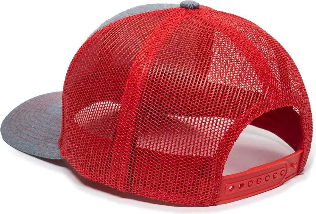 OC Sports OC771 Adjustable Mesh Back Cap - Heathered Gray Red - Gray Red / 6 7/8’’ - 7 1/2’’