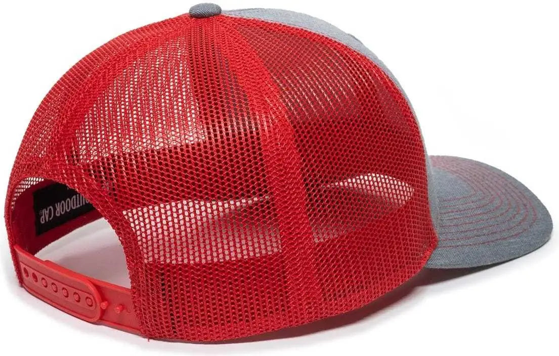 OC Sports OC771 Adjustable Mesh Back Cap - Heathered Gray Red - Gray Red / 6 7/8’’ - 7 1/2’’