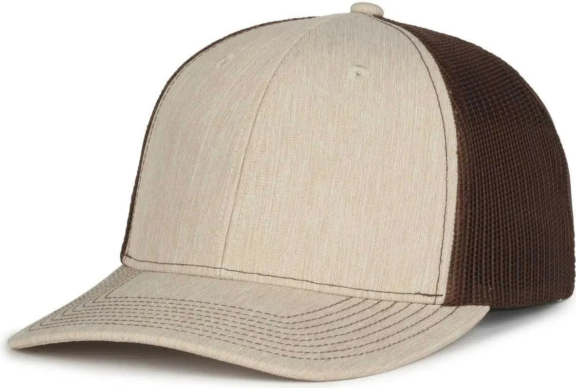OC Sports OC771 Adjustable Mesh Back Cap - Heathered Stone Brown - Brown / OSFM