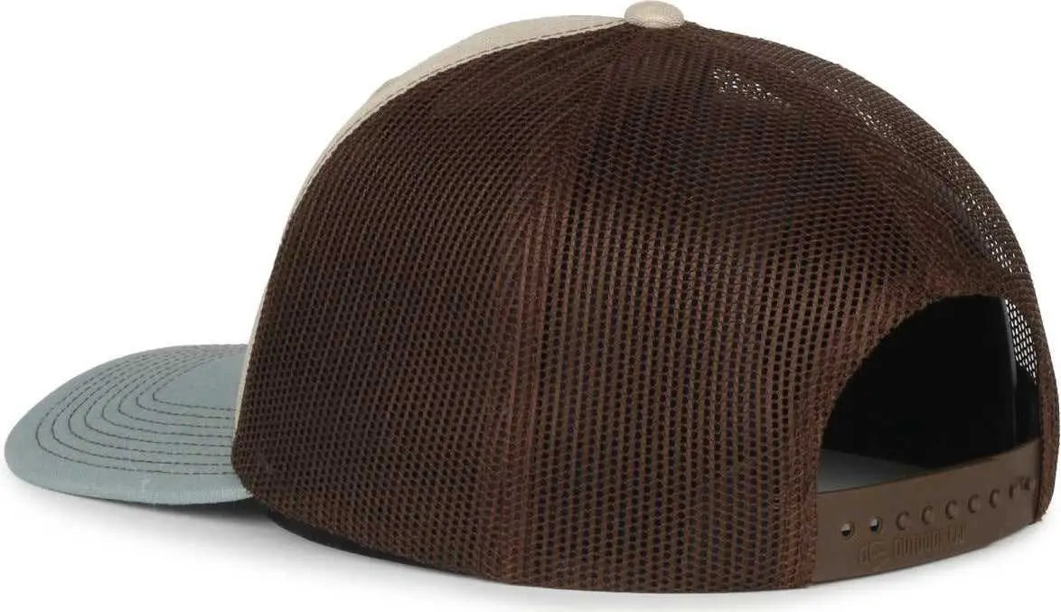 OC Sports OC771 Adjustable Mesh Back Cap - Heathered Stone Brown Ln Ocean Blue - Blue / OSFM