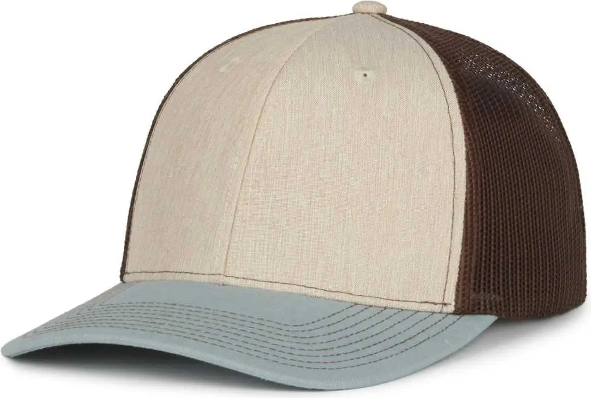 OC Sports OC771 Adjustable Mesh Back Cap - Heathered Stone Brown Ln Ocean Blue - Blue / OSFM