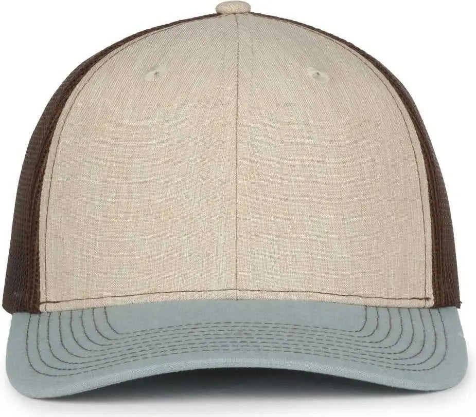 OC Sports OC771 Adjustable Mesh Back Cap - Heathered Stone Brown Ln Ocean Blue - Blue / OSFM
