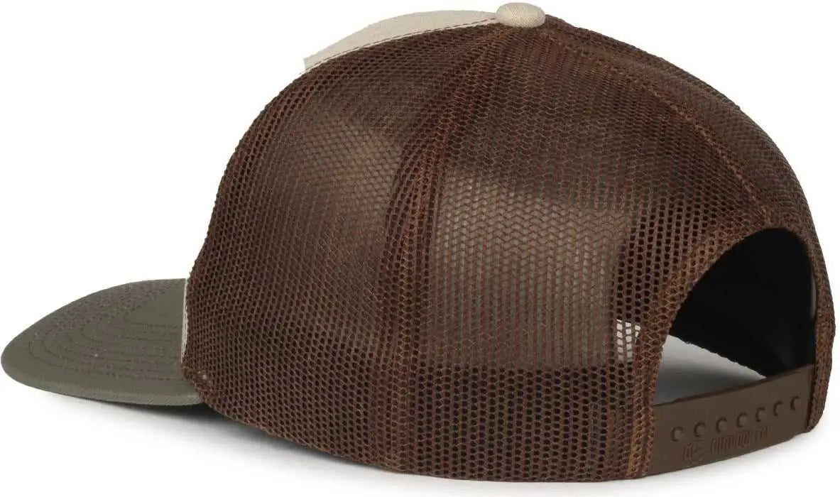 OC Sports OC771 Adjustable Mesh Back Cap - Heathered Stone Brown Olive - Olive / OSFM