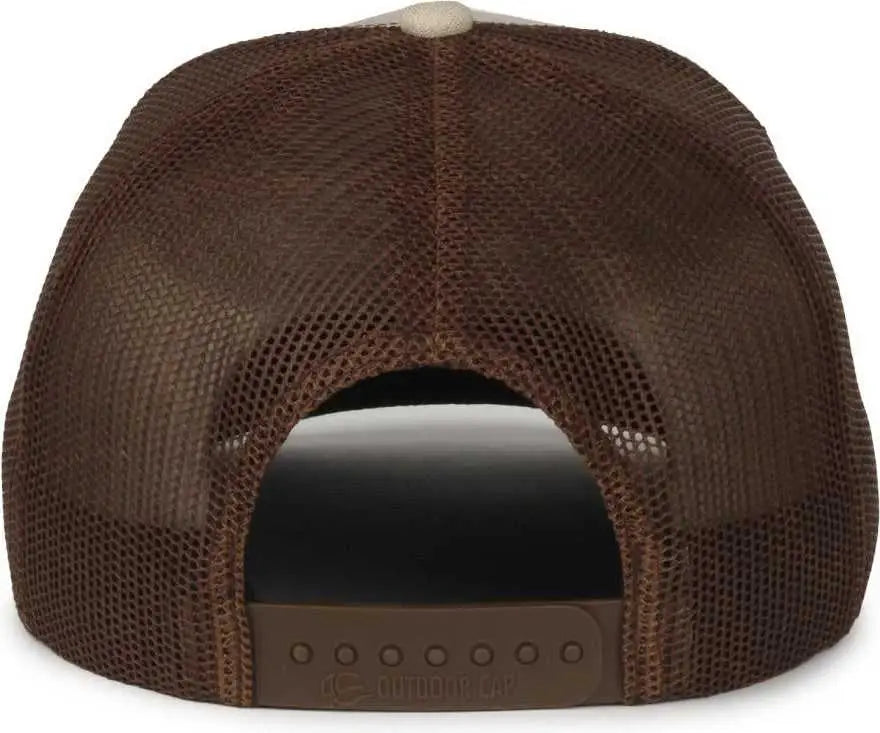OC Sports OC771 Adjustable Mesh Back Cap - Heathered Stone Brown Olive - Olive / OSFM