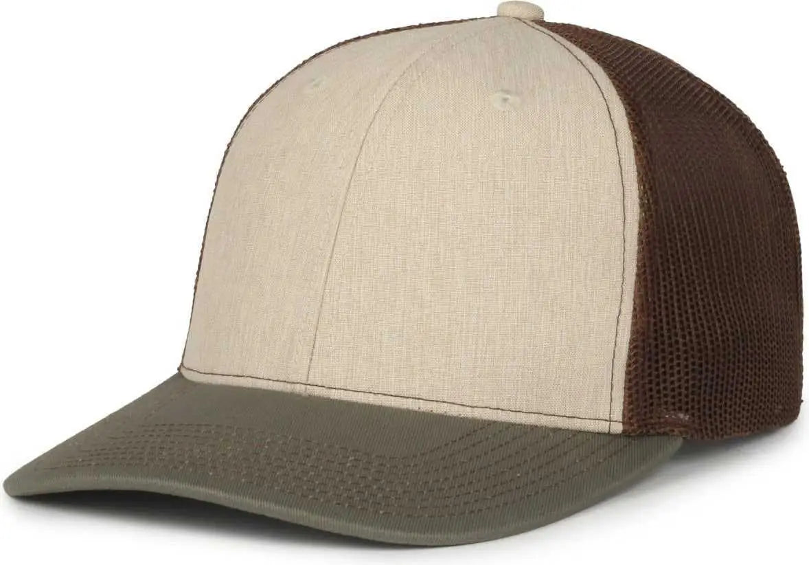 OC Sports OC771 Adjustable Mesh Back Cap - Heathered Stone Brown Olive - Olive / OSFM