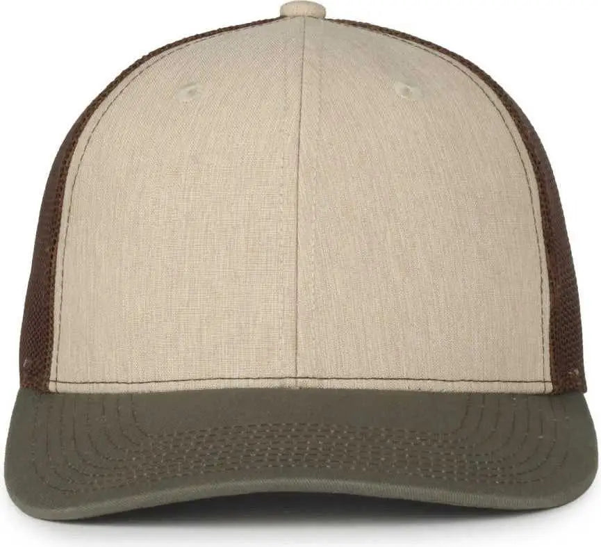 OC Sports OC771 Adjustable Mesh Back Cap - Heathered Stone Brown Olive - Olive / OSFM
