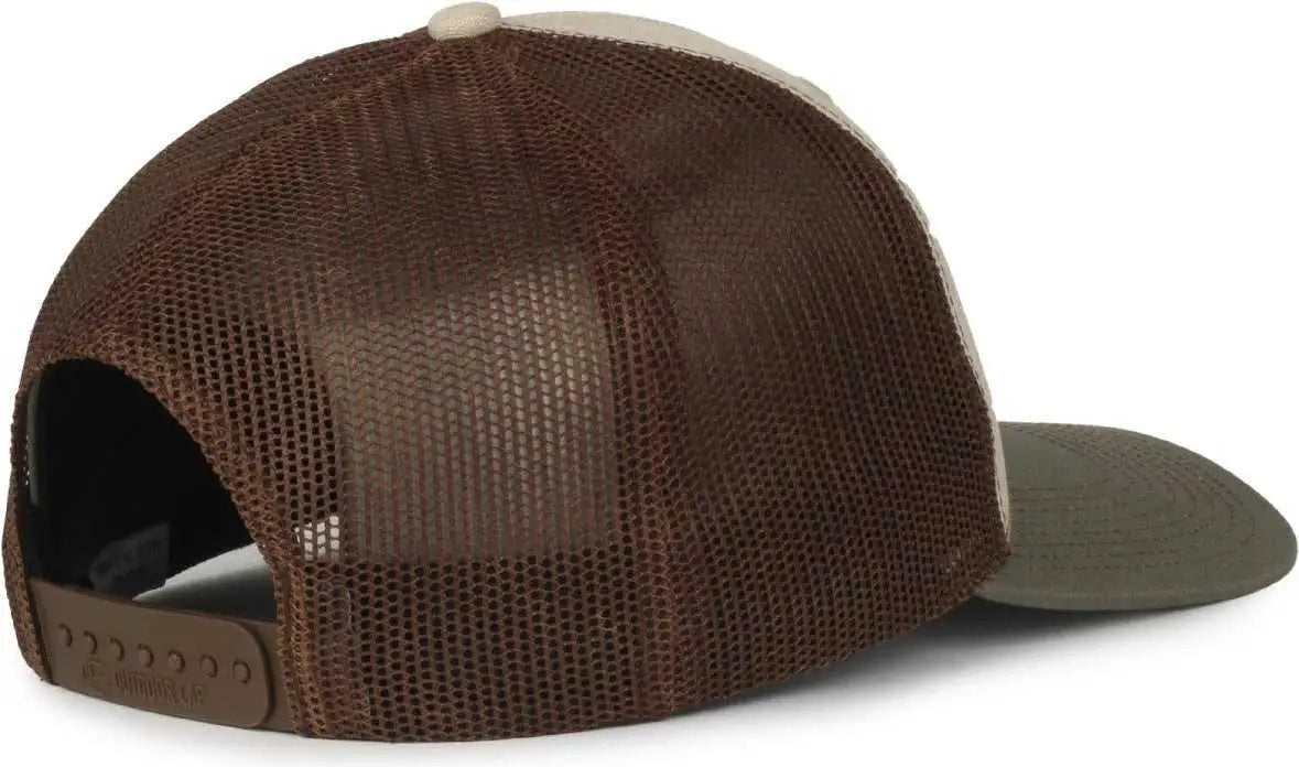 OC Sports OC771 Adjustable Mesh Back Cap - Heathered Stone Brown Olive - Olive / OSFM