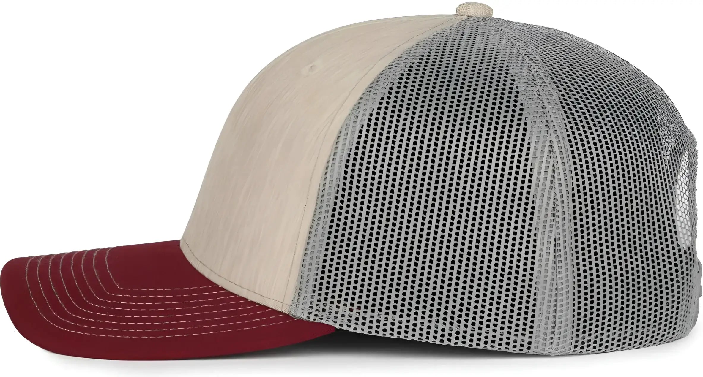 OC Sports OC771 Adjustable Mesh Back Cap - Heathered Stone Gray Maroon - Maroon / OSFM
