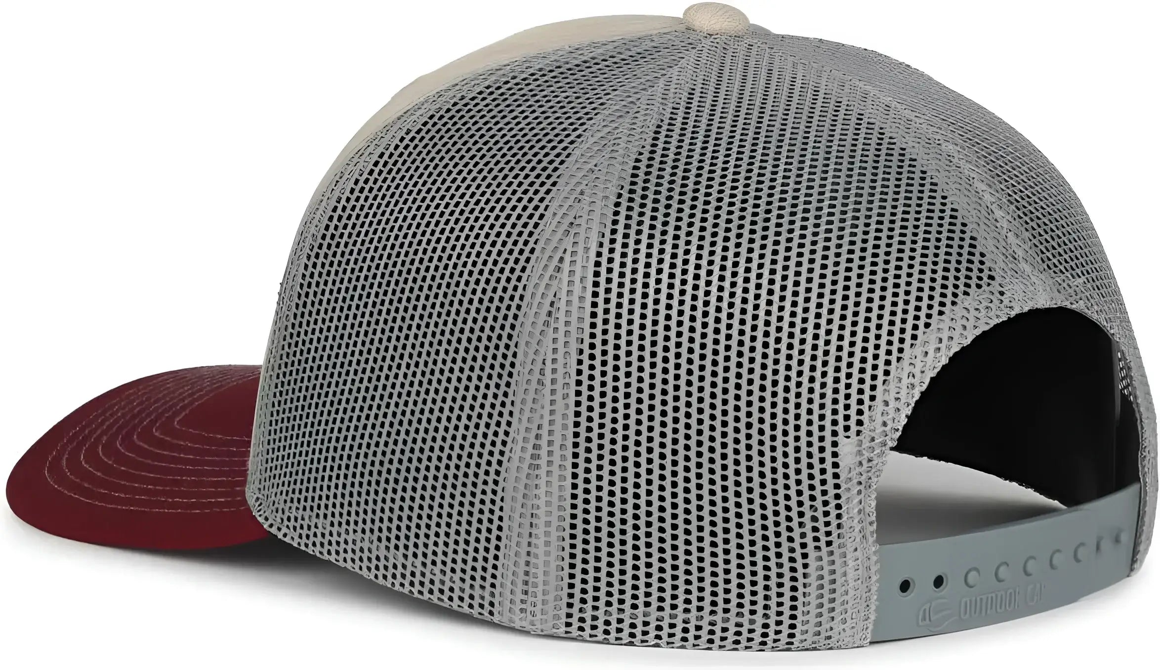 OC Sports OC771 Adjustable Mesh Back Cap - Heathered Stone Gray Maroon - Maroon / OSFM