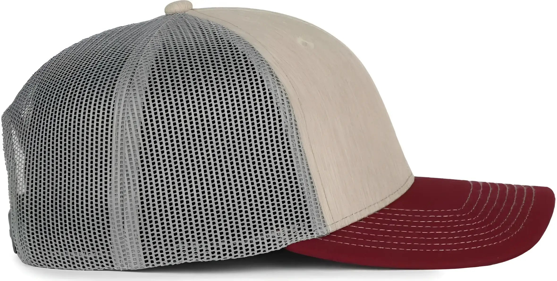 OC Sports OC771 Adjustable Mesh Back Cap - Heathered Stone Gray Maroon - Maroon / OSFM