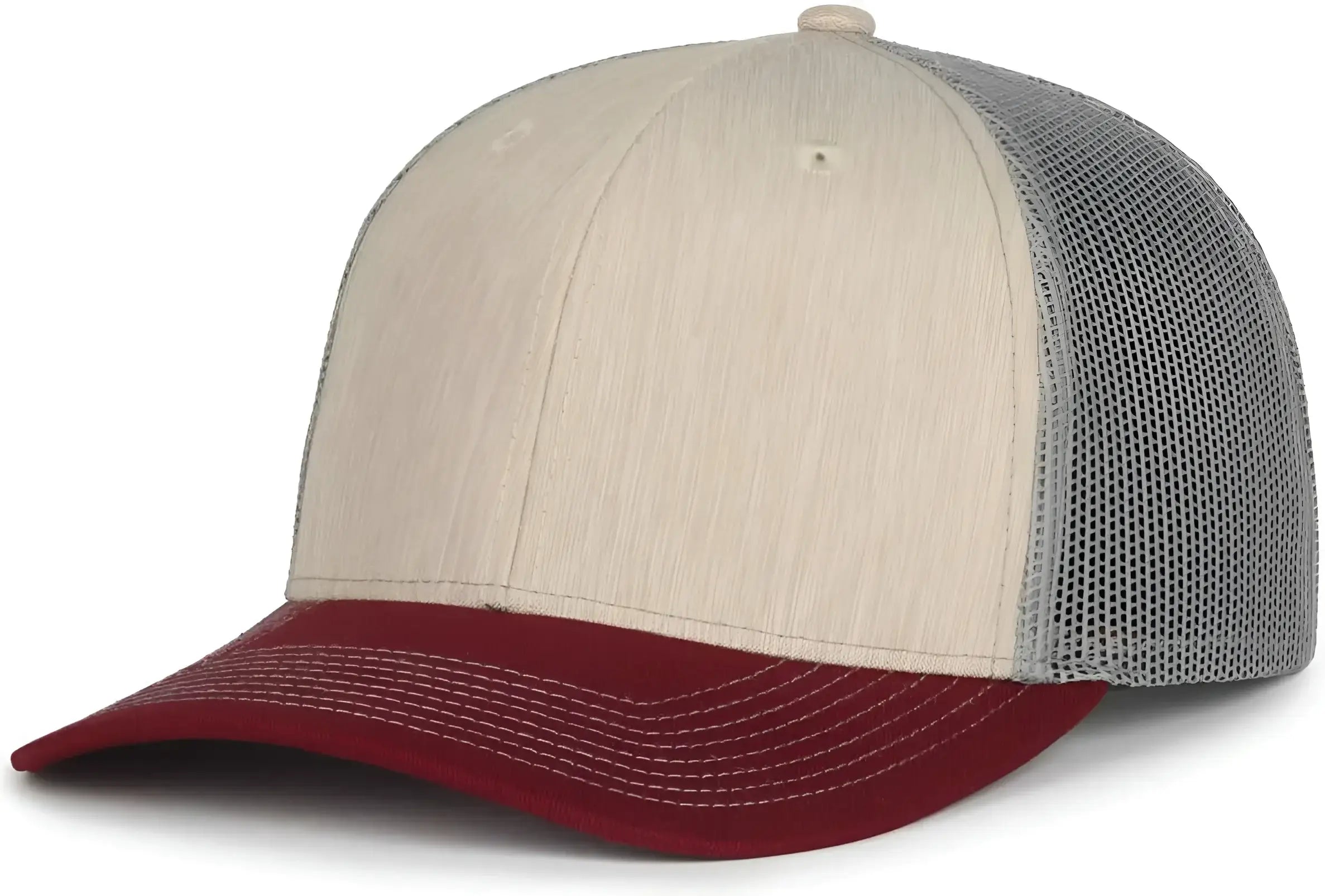 OC Sports OC771 Adjustable Mesh Back Cap - Heathered Stone Gray Maroon - Maroon / OSFM