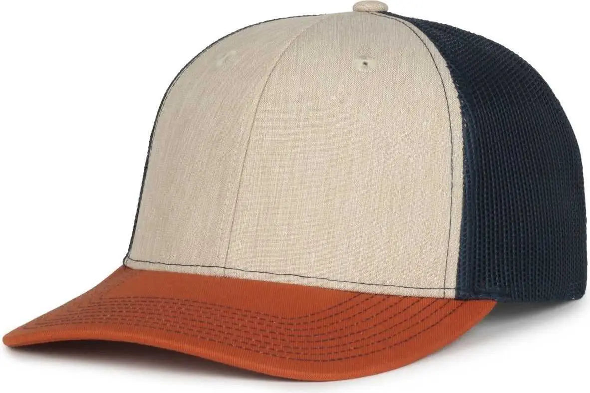 OC Sports OC771 Adjustable Mesh Back Cap - Heathered Stone Navy Rust - Rust / OSFM