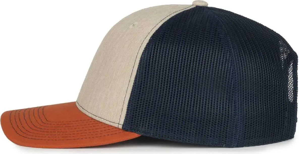 OC Sports OC771 Adjustable Mesh Back Cap - Heathered Stone Navy Rust - Rust / OSFM