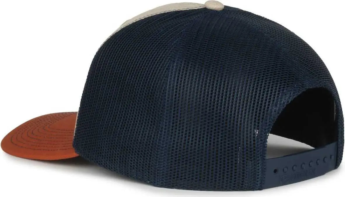 OC Sports OC771 Adjustable Mesh Back Cap - Heathered Stone Navy Rust - Rust / OSFM