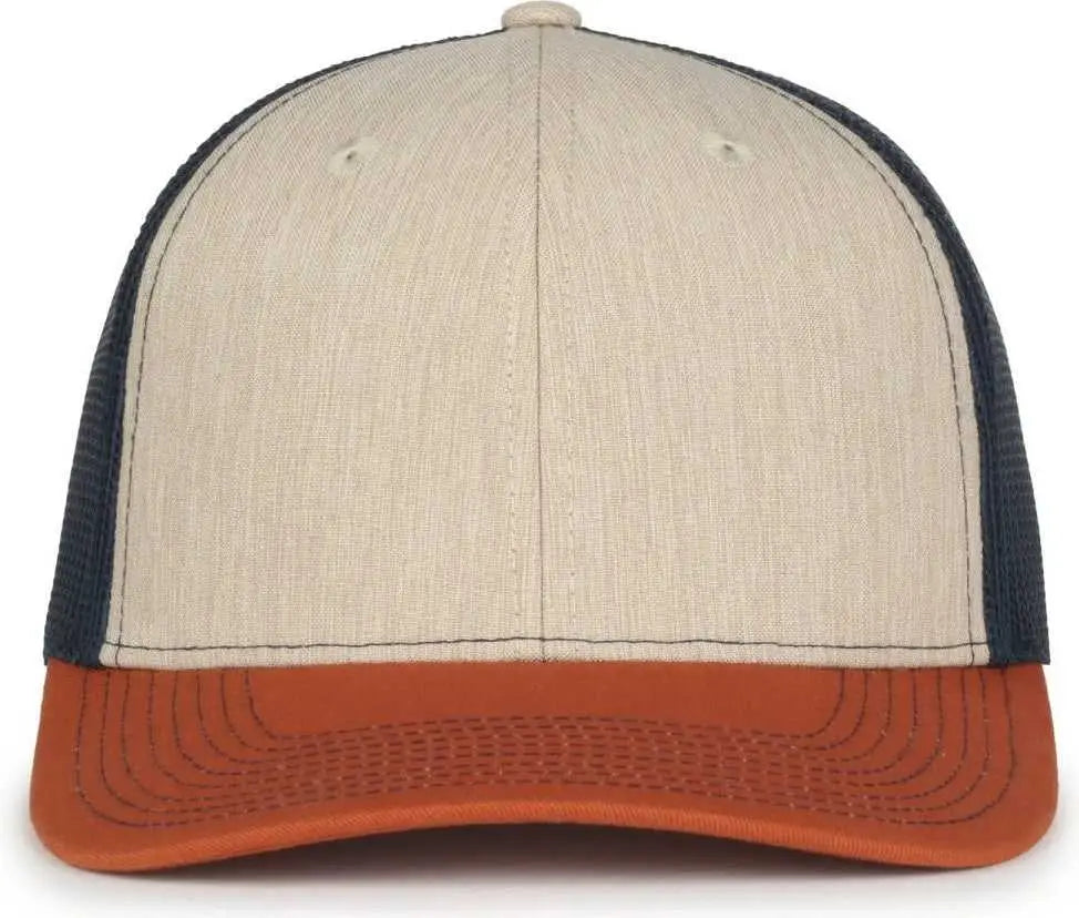 OC Sports OC771 Adjustable Mesh Back Cap - Heathered Stone Navy Rust - Rust / OSFM