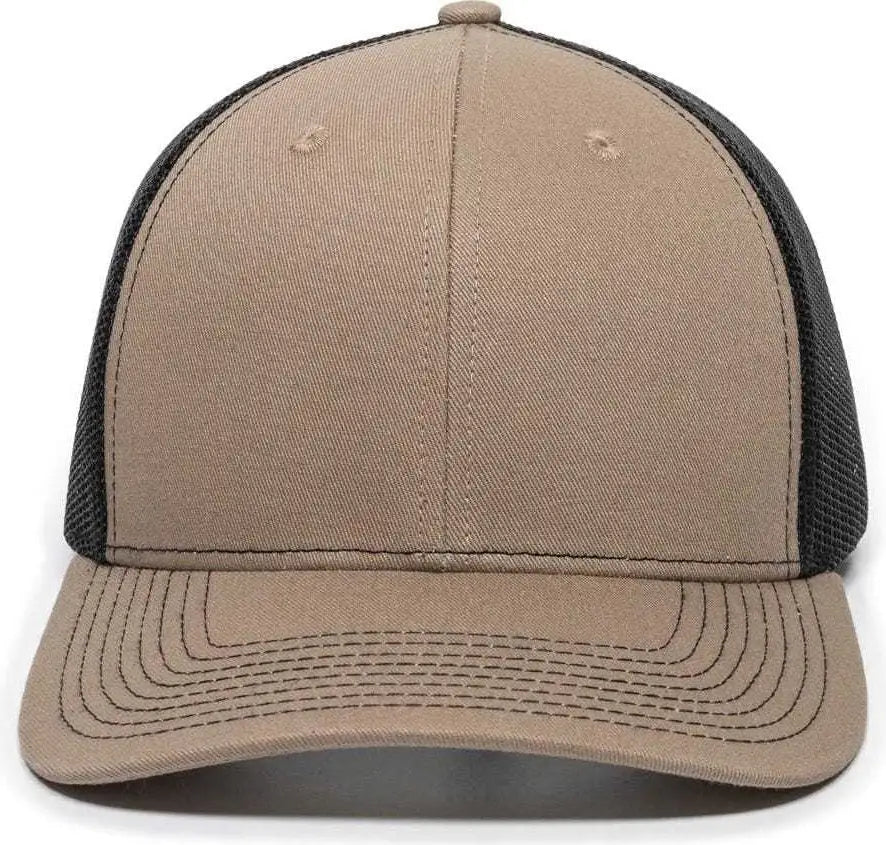 OC Sports OC771 Adjustable Mesh Back Cap - Khaki Black - Khaki Black / 6 7/8’’ - 7 1/2’’