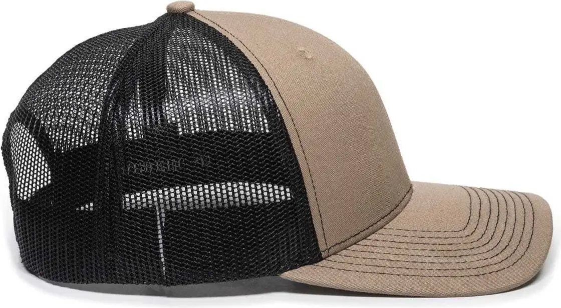 OC Sports OC771 Adjustable Mesh Back Cap - Khaki Black - Khaki Black / 6 7/8’’ - 7 1/2’’