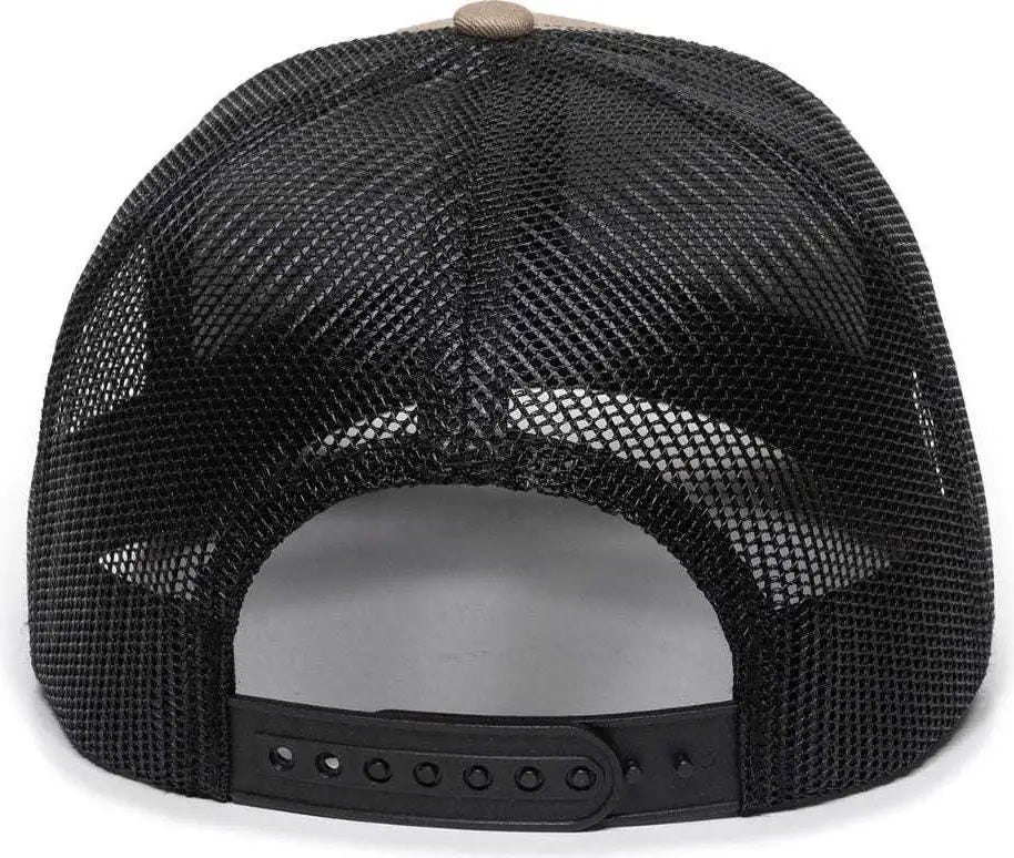 OC Sports OC771 Adjustable Mesh Back Cap - Khaki Black - Khaki Black / 6 7/8’’ - 7 1/2’’