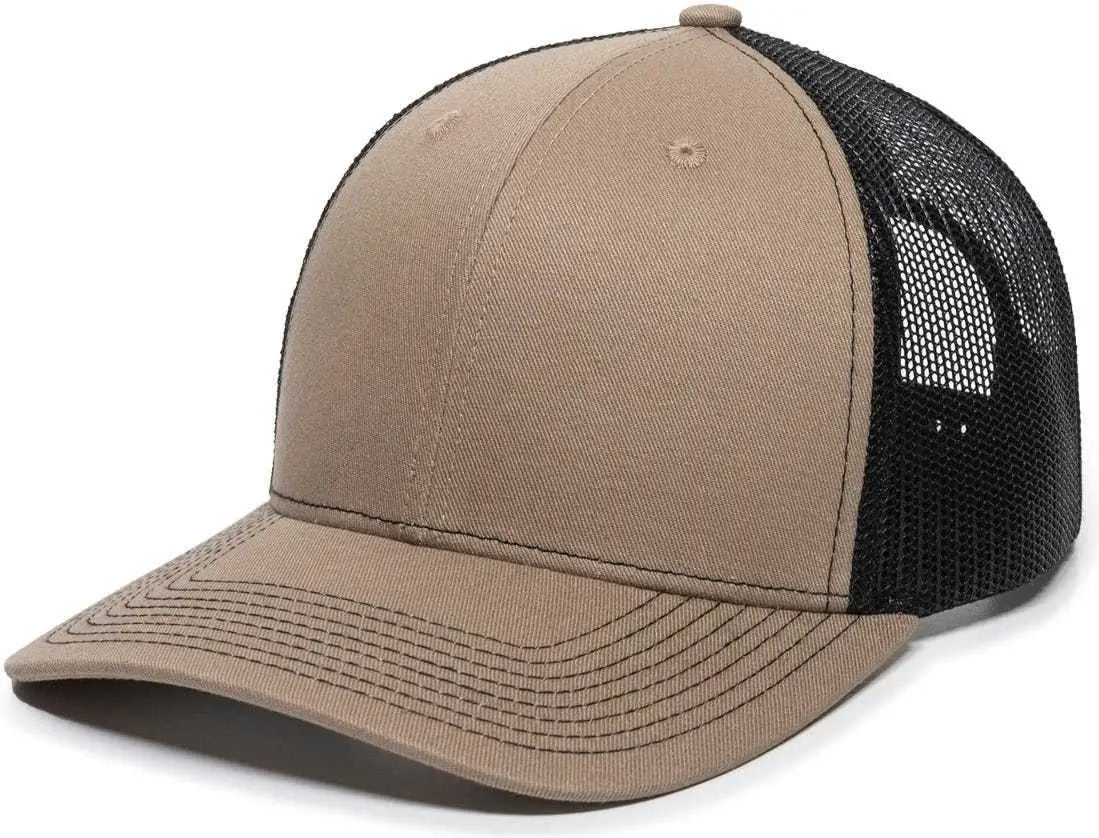 OC Sports OC771 Adjustable Mesh Back Cap - Khaki Black - Khaki Black / 6 7/8’’ - 7 1/2’’