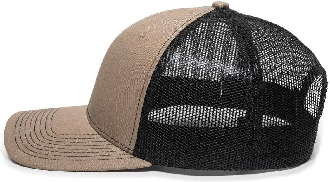 OC Sports OC771 Adjustable Mesh Back Cap - Khaki Black - Khaki Black / 6 7/8’’ - 7 1/2’’