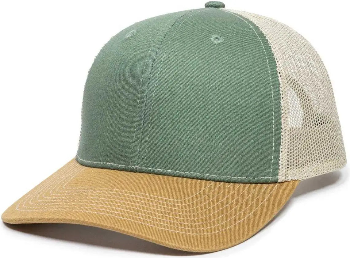 OC Sports OC771 Adjustable Mesh Back Cap - Light Olive Khaki Old Gold - Olive Khaki / 6 7/8’’ - 7 1/2’’