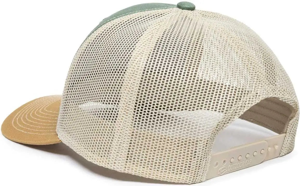 OC Sports OC771 Adjustable Mesh Back Cap - Light Olive Khaki Old Gold - Olive Khaki / 6 7/8’’ - 7 1/2’’