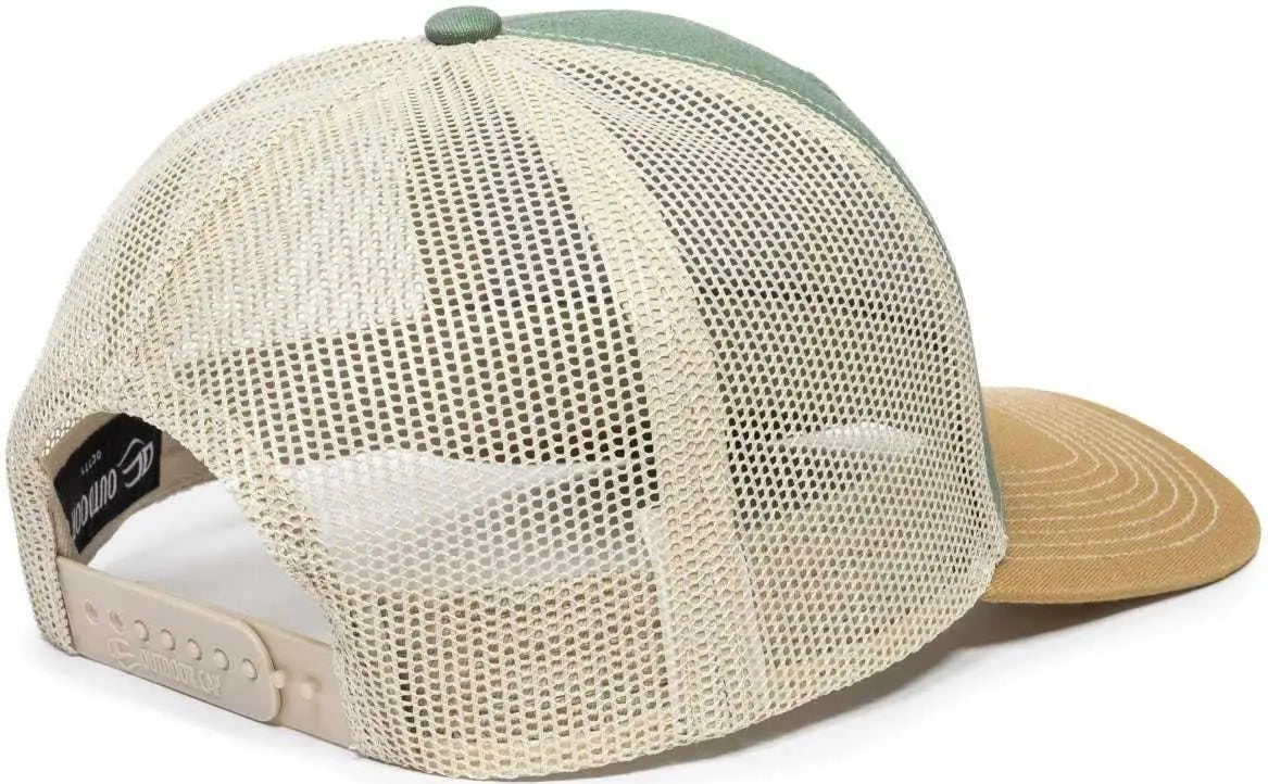 OC Sports OC771 Adjustable Mesh Back Cap - Light Olive Khaki Old Gold - Olive Khaki / 6 7/8’’ - 7 1/2’’