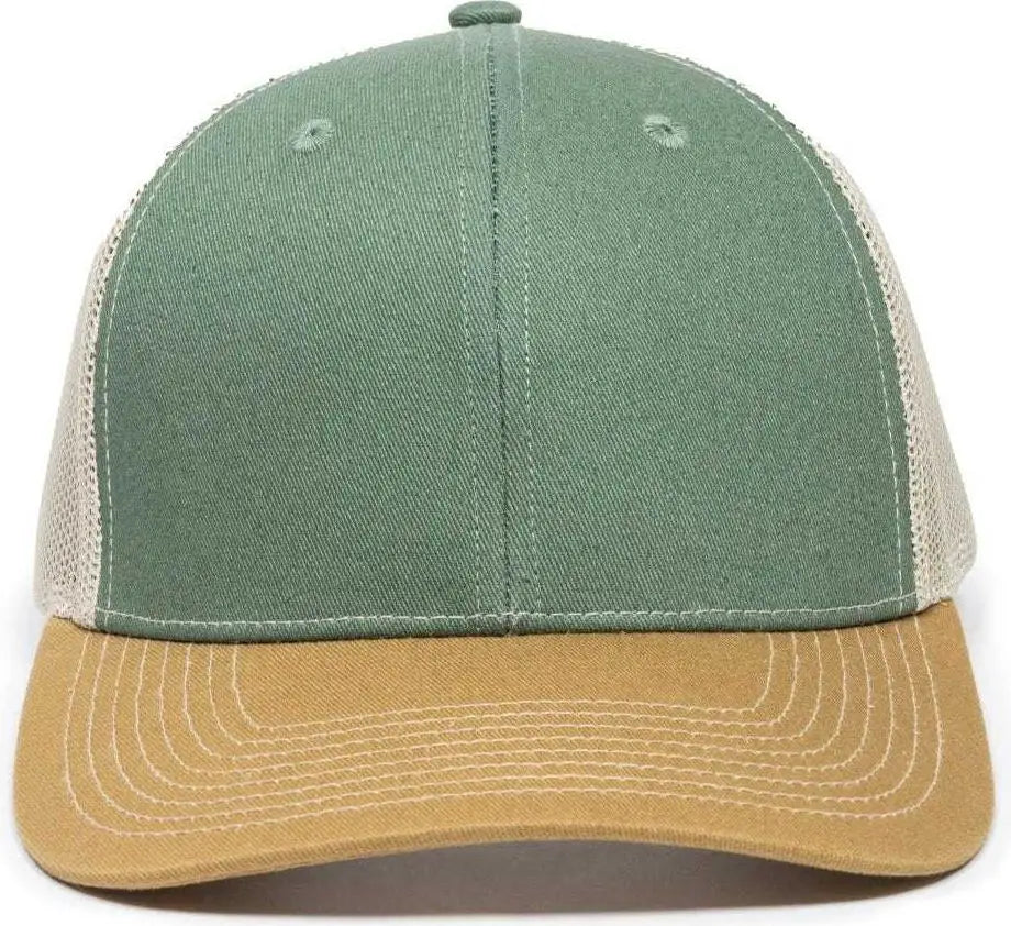 OC Sports OC771 Adjustable Mesh Back Cap - Light Olive Khaki Old Gold - Olive Khaki / 6 7/8’’ - 7 1/2’’