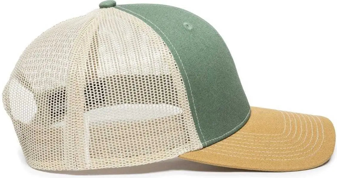 OC Sports OC771 Adjustable Mesh Back Cap - Light Olive Khaki Old Gold - Olive Khaki / 6 7/8’’ - 7 1/2’’