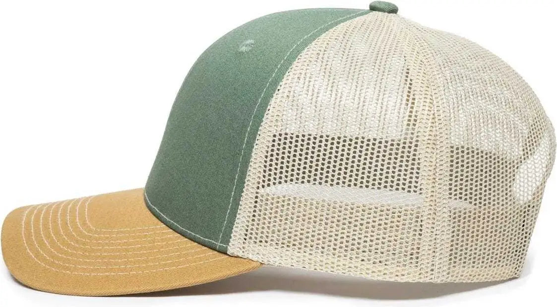 OC Sports OC771 Adjustable Mesh Back Cap - Light Olive Khaki Old Gold - Olive Khaki / 6 7/8’’ - 7 1/2’’