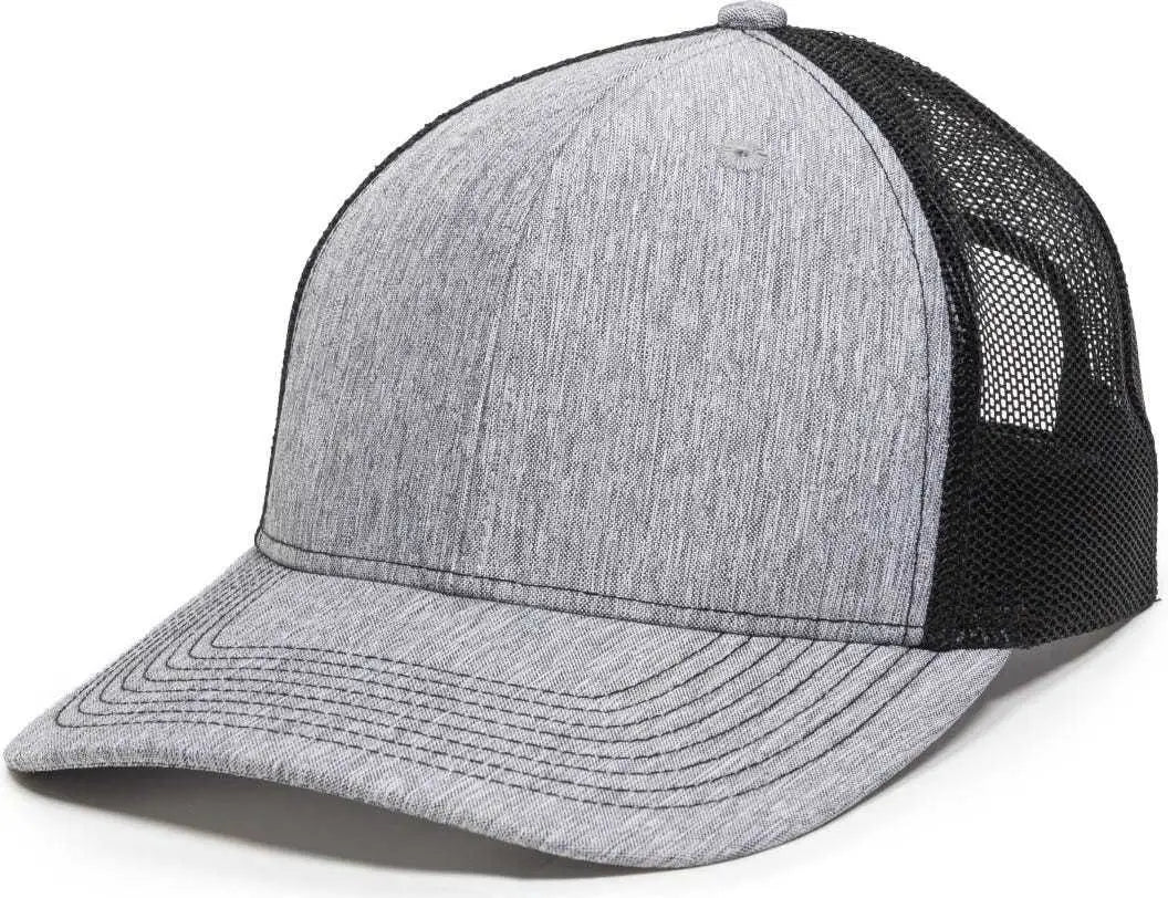 OC Sports OC771 Adjustable Mesh Back Cap - LN Heathered Gray Black - Gray Black / 6 7/8’’ - 7 1/2’’