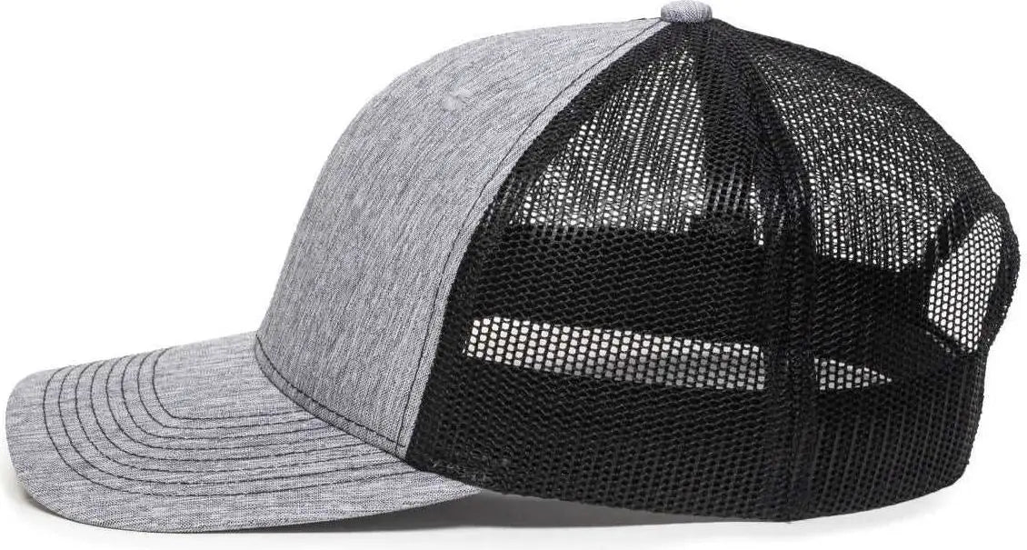 OC Sports OC771 Adjustable Mesh Back Cap - LN Heathered Gray Black - Gray Black / 6 7/8’’ - 7 1/2’’