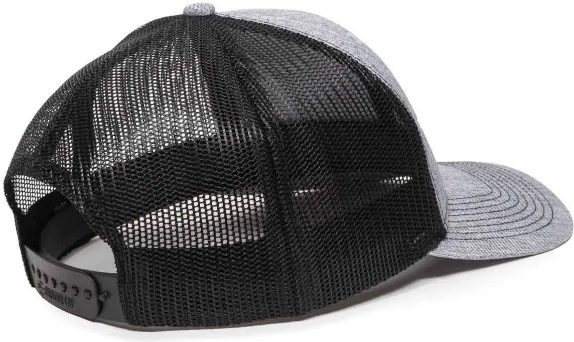 OC Sports OC771 Adjustable Mesh Back Cap - LN Heathered Gray Black - Gray Black / 6 7/8’’ - 7 1/2’’