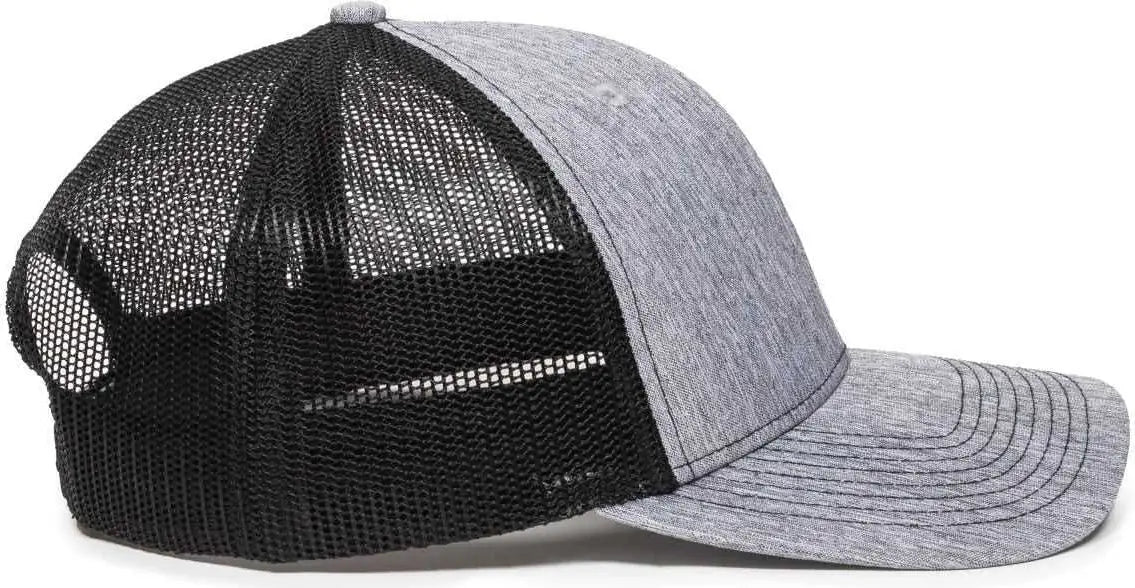 OC Sports OC771 Adjustable Mesh Back Cap - LN Heathered Gray Black - Gray Black / 6 7/8’’ - 7 1/2’’