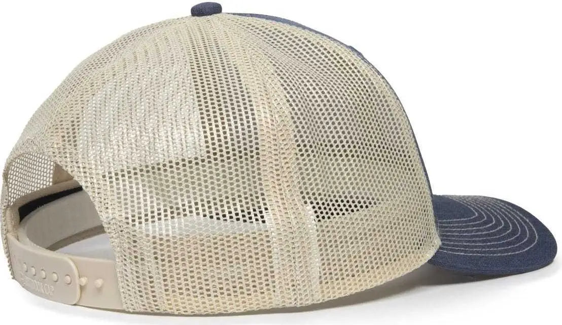 OC Sports OC771 Adjustable Mesh Back Cap - LN Heathered Navy Khaki - Navy Khaki / 6 7/8’’ - 7 1/2’’